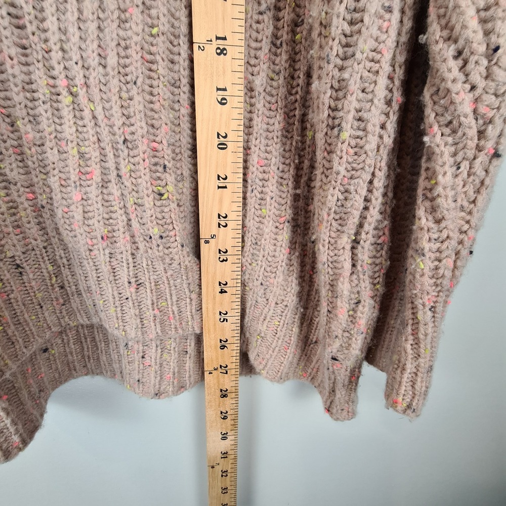 AERIE Womens Open Road Speckled Sweater Hoodie Small Oversized Tan‎ Chunky Knit - Picture 7 of 7